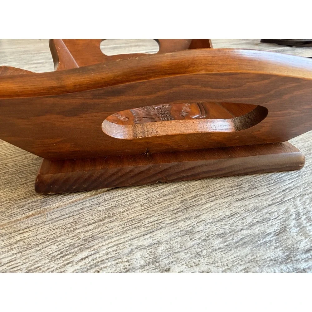 Wood‎ Bread Tray Engraved Give Us This Day Daily Cape Craftsmen Harvest Vintage
